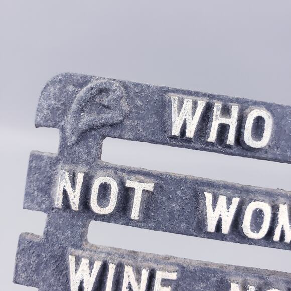 LOT of 2 Vintage 1960s Collectible Cast Iron Kitchen Trivets with Funny Sayings - Picture 7 of 7